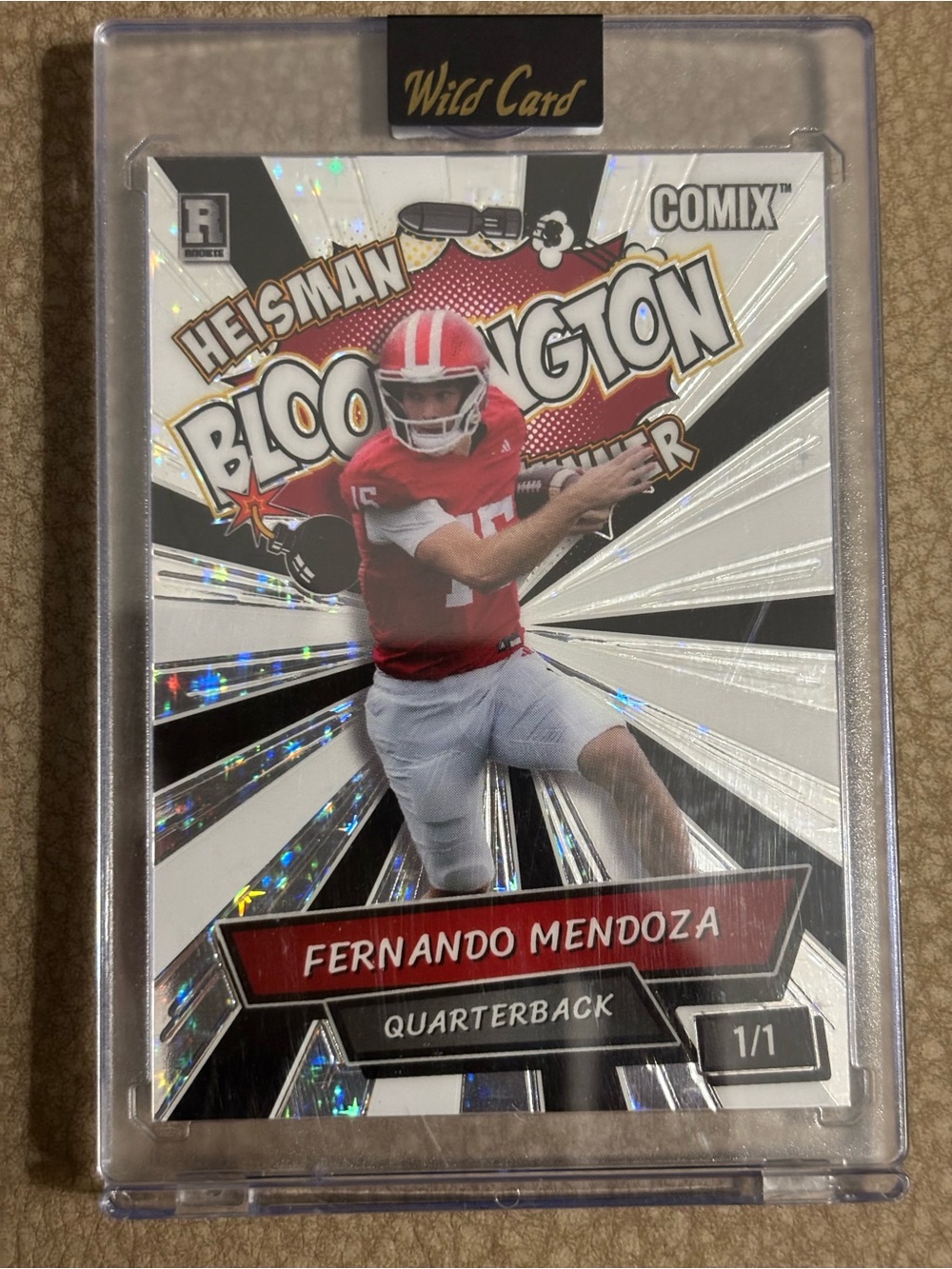 Heisman Bloomington Football Card - Red/White - Fernando Mendoza 1/1 Card